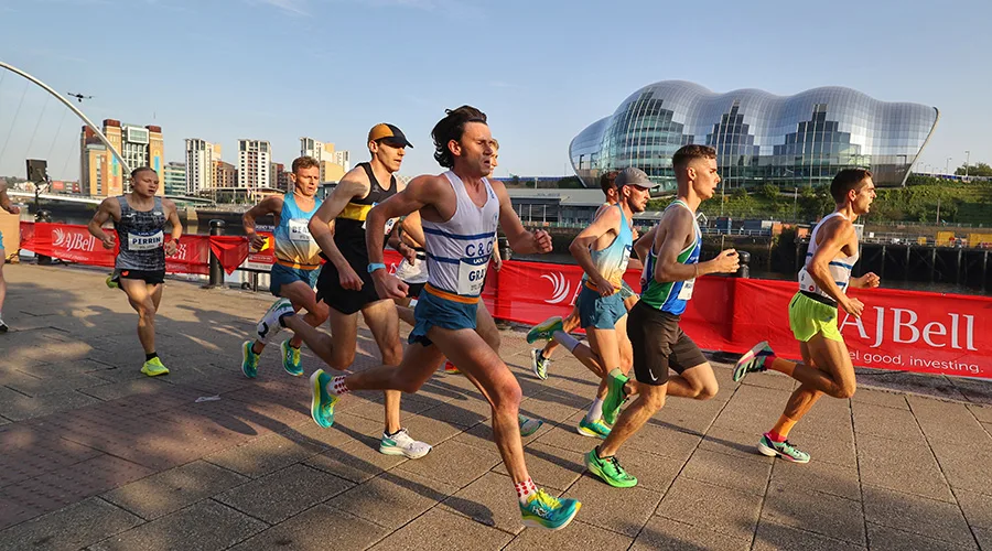 Runners taking part in a city road race